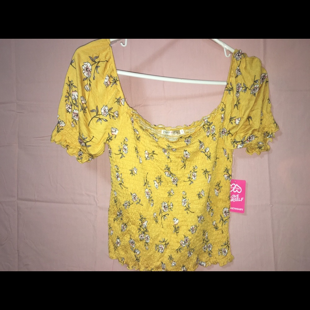 Mustard Yellow off the shoulder shirt